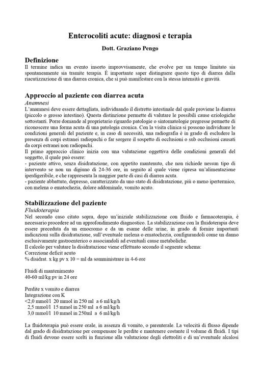 Kenneth W. Simpson e Graziano Pengo: Enterocoliti acute: diagnosi e terapia